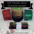 May Arts 3/8" Metallic Velvet Sampler - Christmas  - 8 yards