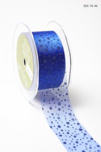 May Arts 1.5" Sheer Glitter Dots - 30 yard spool - Blue