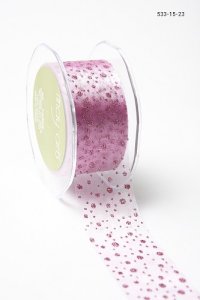 May Arts 1.5" Sheer Glitter Dots - 30 yard spool - Light Fuchsia
