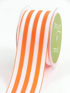 May Arts 2" Wide Stripes - 25 yard Spool - Orange/White