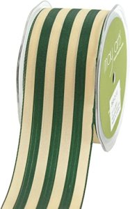 May Arts 2" Wide Stripes - 25 yard Spool - Green/Ivory
