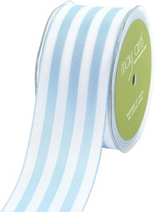 May Arts 2" Wide Stripes - 25 yard Spool - Light Blue/White