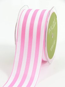 May Arts 2" Wide Stripes - 25 yard Spool - Pink/White