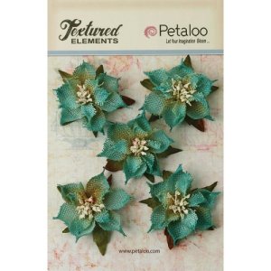 Petaloo Textured Elements Burlap Poinsettias - Teal