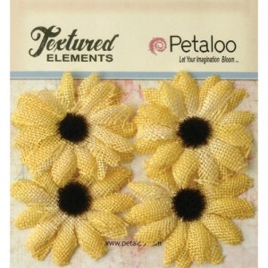 Petaloo Textured Elements Burlap Sunflowers - Yellow