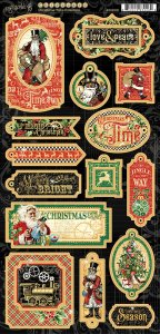 Graphic 45 Christmas Time Chipboard Die Cut Tags