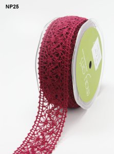 May Arts 1.5" Crochet Lace - 15 yd Spool - Burgundy