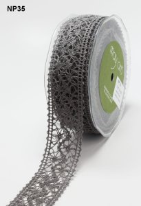 May Arts 1.5" Crochet Lace - 15 yd Spool - Pewter