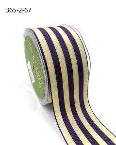 May Arts 2" Wide Stripes - 25 yard Spool - Purple/Ivory