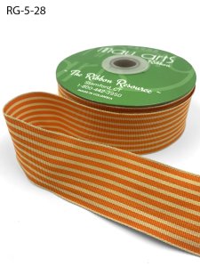 May Arts 1.5" Striped - 30 yard Spool - Orange/Ivory