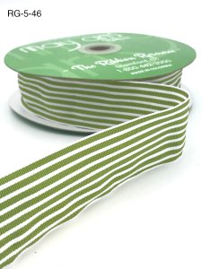 May Arts 1.5" Striped - 30 yard Spool - Celery/White