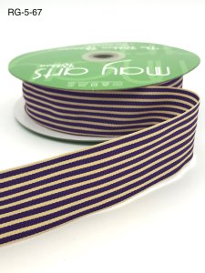 May Arts 1.5" Striped - 30 yard Spool - Purple/Ivory