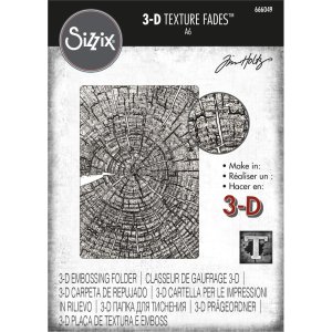 Sizzix 3D Texture Fades A6 Embossing Folder - Tree Rings
